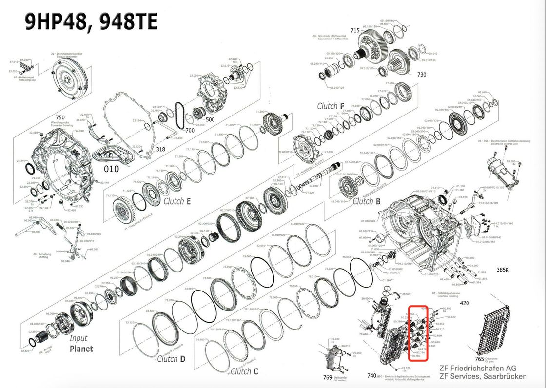 Transmisión automática Transmesun 9HP-48 Kit de reparación de válvulas solenoides 10 conjuntos de válvulas solenoides individuales para Land Rover Range Rover Evoque